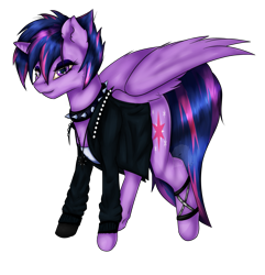 Size: 1765x1831 | Tagged: safe, artist:11-shadow, twilight sparkle, alicorn, pony, g4, alternate hairstyle, clothes, collar, female, jacket, punk, punklight sparkle, simple background, solo, spiked collar, transparent background, twilight sparkle (alicorn)