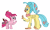 Size: 3264x1967 | Tagged: safe, artist:supahdonarudo, pinkie pie, princess skystar, classical hippogriff, earth pony, hippogriff, pony, g4, my little pony: the movie, confetti, older, older pinkie pie, older skystar, queen skystar, rubber duck, simple background, size difference, teddy bear, transparent background, waving