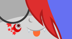 Size: 7012x3836 | Tagged: safe, artist:isaac_pony, oc, oc:night red, bat pony, pony, blue mane, cutie mark, face, female, glasses, mouth, red mane, smiling, tongue out, vector