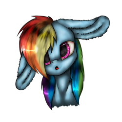Size: 1000x1000 | Tagged: safe, artist:11-shadow, rainbow dash, pegasus, pony, g4, big ears, bust, cute, female, floppy ears, simple background, solo, transparent background