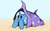 Size: 2460x1520 | Tagged: safe, artist:backgrounds-ponies, trixie, crab, crab pony, pony, g4, beach, clothes, crabified, cute, female, giant hat, hat, hermit crab, horn, meme, solo, species swap, trixie's hat