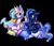 Size: 2346x2000 | Tagged: safe, artist:11-shadow, princess celestia, princess luna, alicorn, pony, g4, black background, chest fluff, chocolate, coffee mug, duo, fluffy, food, glowing horn, high res, horn, hot chocolate, lying down, magic, mug, prone, simple background, telekinesis