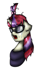 Size: 383x677 | Tagged: safe, artist:11-shadow, moondancer, pony, unicorn, g4, bust, crying, female, open mouth, simple background, solo, transparent background