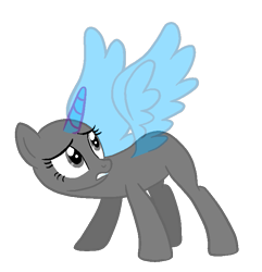 Size: 693x720 | Tagged: safe, artist:intfighter, oc, oc only, alicorn, pony, alicorn oc, bald, base, eyelashes, horn, looking back, simple background, solo, transparent background, wings, worried
