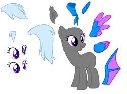 Size: 1054x785 | Tagged: safe, artist:intfighter, oc, oc only, earth pony, pony, bald, base, bat wings, clothes, earth pony oc, eye, eyelashes, eyes, horn, looking back, open mouth, scarf, simple background, smiling, solo, transparent background, two toned wings, wings