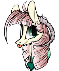 Size: 1000x1200 | Tagged: safe, artist:intfighter, oc, oc only, pony, :p, bust, collar, eyelashes, horns, signature, simple background, smiling, solo, tongue out, transparent background