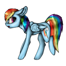 Size: 1000x1000 | Tagged: safe, artist:11-shadow, rainbow dash, pegasus, pony, g4, big ears, female, fluffy, simple background, solo, transparent background