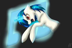 Size: 7094x4700 | Tagged: safe, artist:11-shadow, dj pon-3, vinyl scratch, pony, unicorn, g4, cutie mark background, female, glowing horn, horn, solo, wallpaper