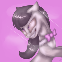 Size: 2834x2834 | Tagged: safe, artist:11-shadow, octavia melody, earth pony, pony, fanfic:puppet to her fame, g4, slice of life (episode), bowtie, female, grin, high res, manic, scene interpretation, smiling, solo