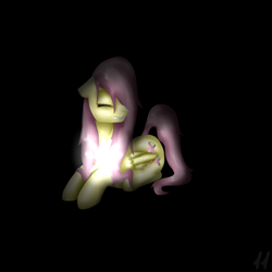 Size: 1700x1700 | Tagged: safe, artist:11-shadow, fluttershy, pegasus, pony, g4, darkness, eyes closed, female, scared, solo