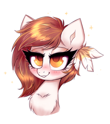 Size: 1664x1863 | Tagged: safe, artist:confetticakez, oc, oc only, oc:raven sun, earth pony, pony, blushing, chest fluff, female, lidded eyes, mare, simple background, solo, white background