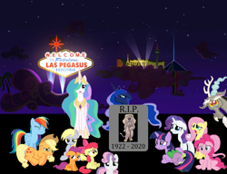 Size: 1192x914 | Tagged: safe, apple bloom, applejack, discord, fluttershy, pinkie pie, princess celestia, princess luna, rainbow dash, rarity, scootaloo, spike, sweetie belle, twilight sparkle, alicorn, draconequus, earth pony, pegasus, pony, unicorn, g4, 1000 hours in ms paint, crying, cutie mark crusaders, father of the pride, funeral, las pegasus, mane seven, mane six, rest in peace, sad, tribute
