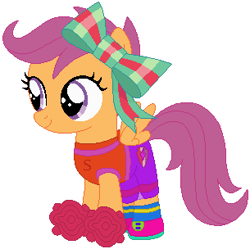 Size: 305x304 | Tagged: safe, artist:selenaede, artist:user15432, scootaloo, pegasus, pony, g4, base used, bow, cheerleader, cheerleader outfit, clothes, costume, cute, cutealoo, hair bow, halloween, halloween costume, holiday, pom pom, shoes, simple background, skirt, sneakers, socks, solo, white background