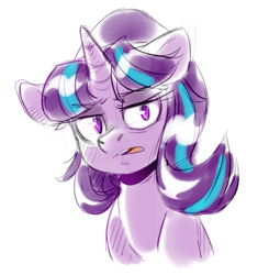 Size: 723x737 | Tagged: artist needed, source needed, safe, starlight glimmer, pony, unicorn, g4, colored sketch, looking at you, s5 starlight, simple background, solo, white background