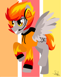 Size: 3900x4886 | Tagged: safe, artist:samsailz, oc, pegasus, pony, grin, headphones, lineless, smiling