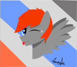 Size: 3824x3328 | Tagged: safe, artist:samsailz, oc, oc only, pegasus, pony, :p, high res, lineless, one eye closed, pegasus oc, solo, tongue out, wings, wink