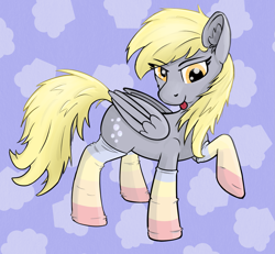 Size: 1737x1608 | Tagged: safe, artist:single purpose, artist:zwiebelbr0t, derpy hooves, pony, g4, :p, clothes, socks, solo, striped socks, tongue out