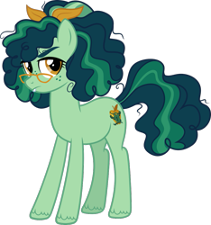 Size: 937x1000 | Tagged: safe, artist:whalepornoz, oc, oc only, oc:goldie locks, earth pony, pony, female, glasses, magical gay spawn, mare, offspring, parent:braeburn, parent:thunderlane, simple background, solo, transparent background, unshorn fetlocks, vector