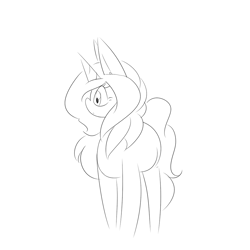 Size: 1000x1000 | Tagged: safe, artist:kaggy009, oc, oc only, oc:peppermint pattie (unicorn), pony, unicorn, ask peppermint pattie, female, mare, monochrome, solo