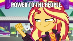 Size: 600x337 | Tagged: safe, edit, edited screencap, screencap, sunset shimmer, equestria girls, equestria girls specials, g4, my little pony equestria girls: better together, my little pony equestria girls: sunset's backstage pass, caption, image macro, meme, memeful.com, text