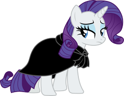 Size: 3847x3000 | Tagged: safe, artist:cloudy glow, rarity, pony, unicorn, g4, green isn't your color, .ai available, black cloak, cape, cloak, clothes, high res, simple background, solo, transparent background, vector