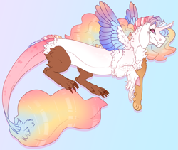 Size: 2337x1971 | Tagged: safe, artist:seffiron, oc, oc only, oc:morning mystery, draconequus, hybrid, interspecies offspring, offspring, parent:discord, parent:princess celestia, parents:dislestia, solo