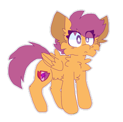 Size: 1089x1080 | Tagged: safe, artist:pretzelprince, scootaloo, pegasus, pony, g4, cheek fluff, chest fluff, cutie mark, female, fluffy, simple background, solo, transparent background, wings