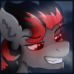 Size: 571x571 | Tagged: safe, artist:jesterpi, oc, oc:broken flare, dracony, dragon, hybrid, pony, breath, cloud, cloudy, cropped porn, glowing eyes, profile picture, smiling, smirk