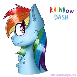 Size: 950x950 | Tagged: safe, artist:oliviatheangelfox, rainbow dash, pegasus, pony, g4, bust, chest fluff, eye clipping through hair, female, mare, simple background, solo, transparent background