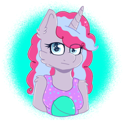 Size: 1000x1000 | Tagged: safe, artist:oliviatheangelfox, oc, oc only, unicorn, anthro, bust, clothes, female, horn, simple background, solo, transparent background, unicorn oc