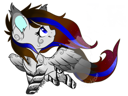 Size: 1439x1080 | Tagged: safe, artist:silentwolf-oficial, oc, oc only, pegasus, pony, deviantart watermark, ethereal mane, looking back, obtrusive watermark, pegasus oc, simple background, smiling, solo, starry mane, tattoo, transparent background, watermark, wings