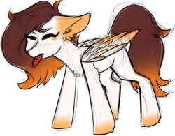 Size: 1280x996 | Tagged: safe, artist:helemaranth, oc, oc only, pegasus, pony, :p, eyes closed, pegasus oc, simple background, solo, tongue out, white background, wings