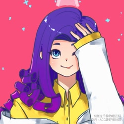 Size: 736x735 | Tagged: dead source, safe, artist:刚过千粉的噬云轩, rarity, human, g4, anime, clothes, female, hand on head, humanized, looking at you, one eye closed, shirt, smiling at you, solo, tongue out, wink