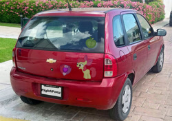 Size: 1200x847 | Tagged: safe, apple bloom, g4, car, chevrolet, cutie mark, mexico