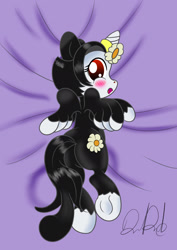 Size: 1555x2199 | Tagged: safe, artist:stormythetrooper, alicorn, pony, animaniacs, blushing, body pillow, butt, dot warner, looking back, lying down, open mouth, plot, ponified, prone, underhoof