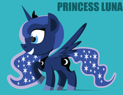 Size: 3300x2550 | Tagged: safe, artist:samoht-lion, princess luna, alicorn, pony, g4.5, my little pony: pony life, chibi, female, high res, mare, raised hoof, simple background, smiling, solo, teal background