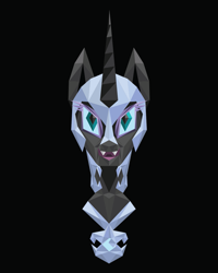 Size: 1201x1500 | Tagged: safe, artist:samoht-lion, nightmare moon, alicorn, pony, g4, black background, bust, female, low poly, mare, simple background, solo