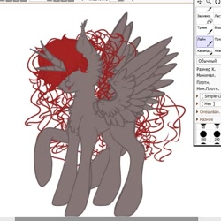 Size: 647x648 | Tagged: safe, artist:nel_liddell, oc, oc only, pony, :p, hair over eyes, horn, multiple horns, multiple limbs, raised hoof, solo, tongue out