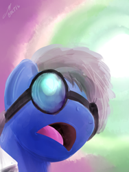 Size: 1440x1920 | Tagged: safe, artist:buckweiser, oc, oc only, oc:buckminster, pony, dream sequence, goggles, open mouth, solo