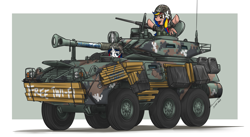 Size: 1565x856 | Tagged: safe, artist:buckweiser, oc, oc:fillypines, oc:pearl shine, apc, armored personnel carrier, cadillac, filipino, lav-300, nation ponies, philippine marine corps, philippines, slogan, tank in mall, twi-fi