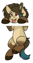 Size: 797x1516 | Tagged: safe, artist:rokosmith26, oc, oc only, oc:layla crow, earth pony, pony, belly, cute, female, filly, freckles, hanging, happy, hoof fluff, looking up, open mouth, short hair, short mane, simple background, solo, tail, transparent background, younger