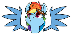 Size: 1400x683 | Tagged: safe, artist:dacaoo, rainbow dash, pony, g4, female, goggles, simple background, solo, transparent background