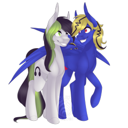 Size: 3500x3500 | Tagged: safe, artist:phoenixfvck, oc, oc only, oc:degrano melody, oc:thunder lightning, earth pony, pegasus, pony, high res, looking at each other, simple background, transparent background