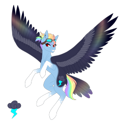 Size: 4000x4200 | Tagged: safe, artist:ohhoneybee, rainbow dash, pony, g4, absurd resolution, alternate design, colored wings, female, simple background, solo, transparent background, wings