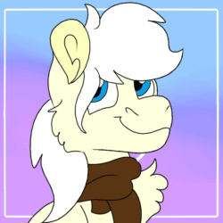 Size: 900x900 | Tagged: safe, artist:euspuche, part of a set, oc, oc only, oc:pierrot fisher, pony, animated, bouncing, bust, gif, portrait, simple background, smiling, tweening