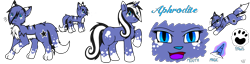 Size: 4276x1103 | Tagged: safe, artist:midnighttheumbreon, oc, oc only, oc:aphrodite, pony, unicorn, coat markings, horn, paw prints, reference sheet, simple background, socks (coat markings), solo, transparent background, unicorn oc
