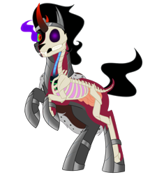Size: 900x1000 | Tagged: safe, artist:enigmadoodles, king sombra, pony, unicorn, g4, bone, dissectibles, male, organs, simple background, skeleton, solo, stallion, transparent background