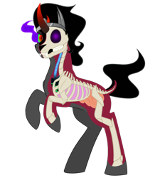 Size: 900x1000 | Tagged: safe, alternate version, artist:enigmadoodles, king sombra, pony, unicorn, g4, bone, dissectibles, male, metal as fuck, organs, simple background, skeleton, solo, stallion, transparent background