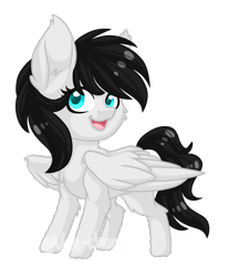 Size: 1080x1305 | Tagged: safe, artist:silentwolf-oficial, oc, oc only, pegasus, pony, chibi, open mouth, pegasus oc, simple background, smiling, solo, transparent background, wings