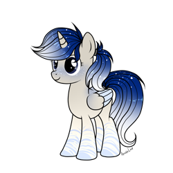 Size: 1500x1500 | Tagged: safe, artist:intfighter, oc, oc only, alicorn, pony, alicorn oc, ethereal mane, horn, simple background, solo, starry mane, transparent background, two toned wings, wings